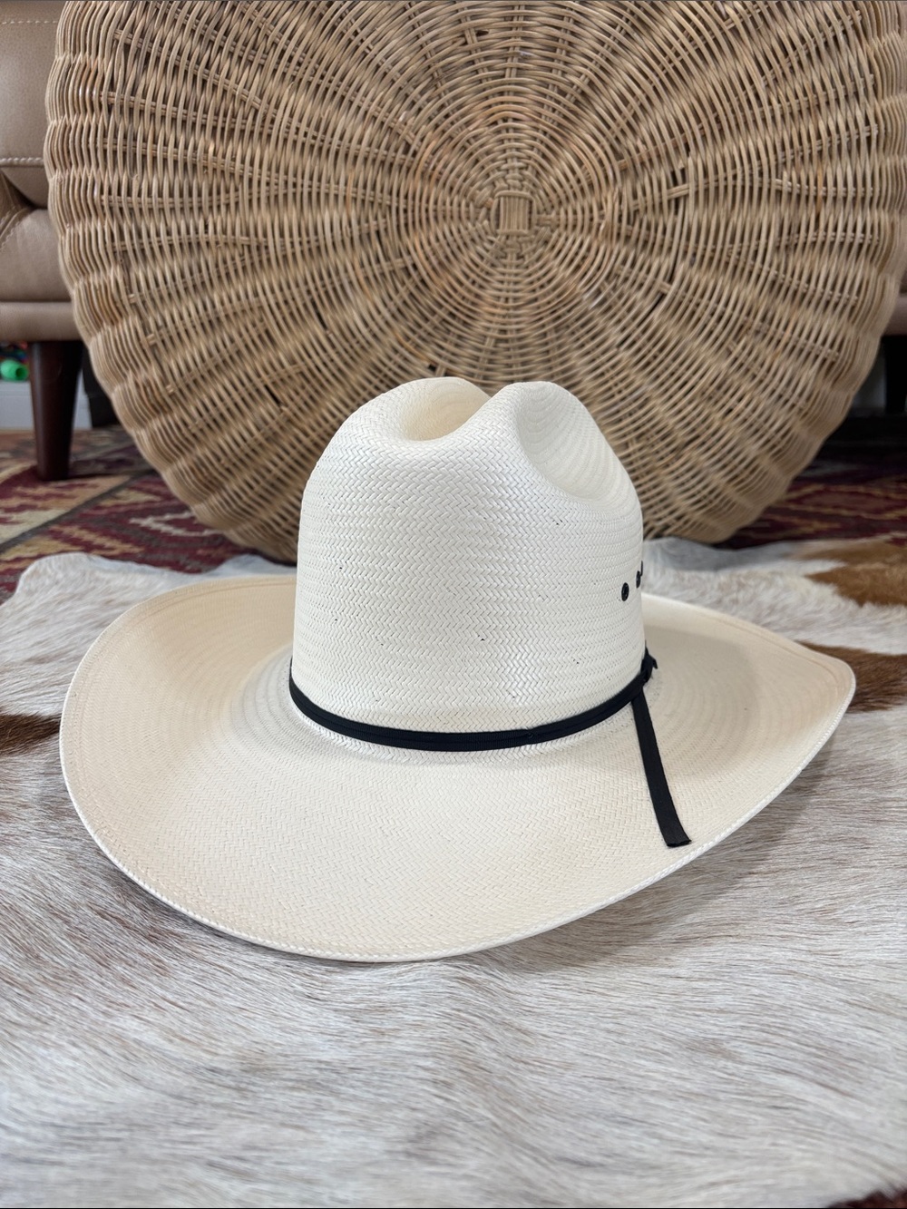 Resistol long cattleman shantung straw cowboy hat size 7